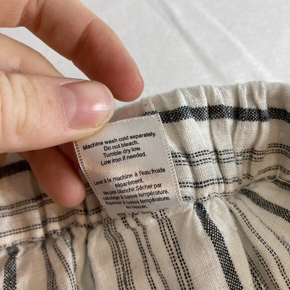 Coldwater Creek Women's Ivory Striped Linen Cropped Pants Size PXL Coastal Boho - Picture 7 of 11